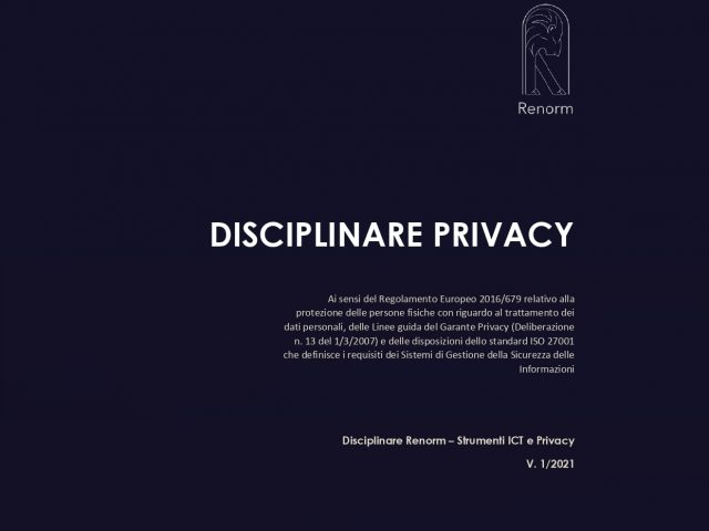 Disciplinare ReNorm: Strumenti ICT e Privacy